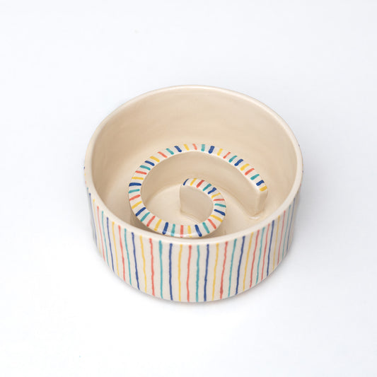 Prugasta keramička spora hranilica za pse